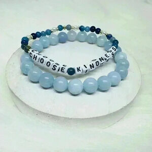 COPY - Choose Kindness Sky Blue Beaded Bracelet Duo